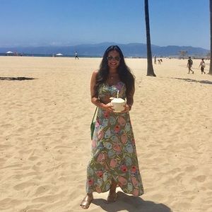 Tropical floral two piece top & maxi skirt  set